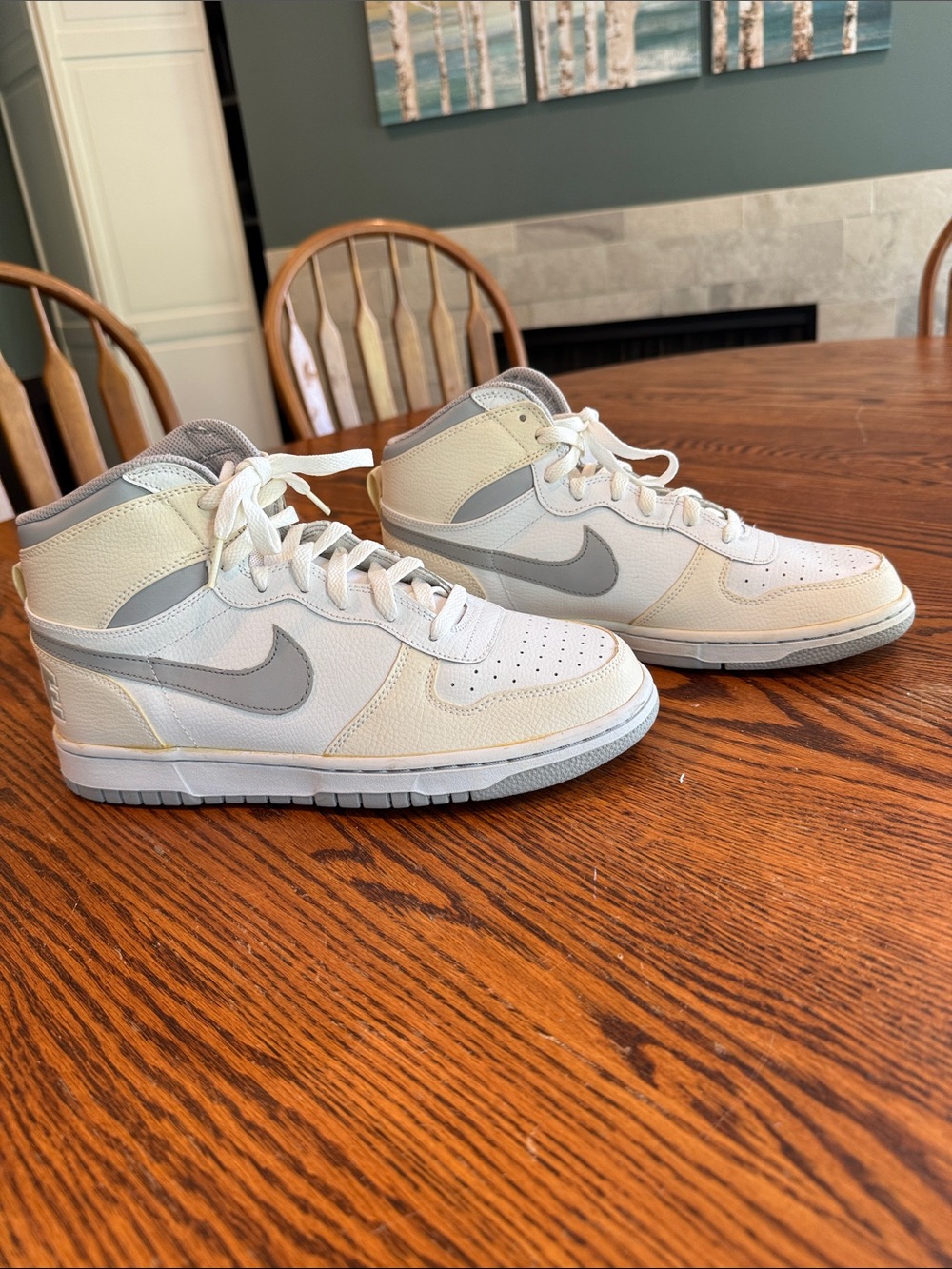 Men’s Nike Big Nike High, White/ Wolf Gray High-Top Sneakers, size 9.5